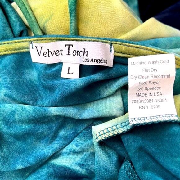 NWT! Velvet Torch Tie-Dye Puff Sleeve Wrap Dress Size Large - Picture 7 of 9
